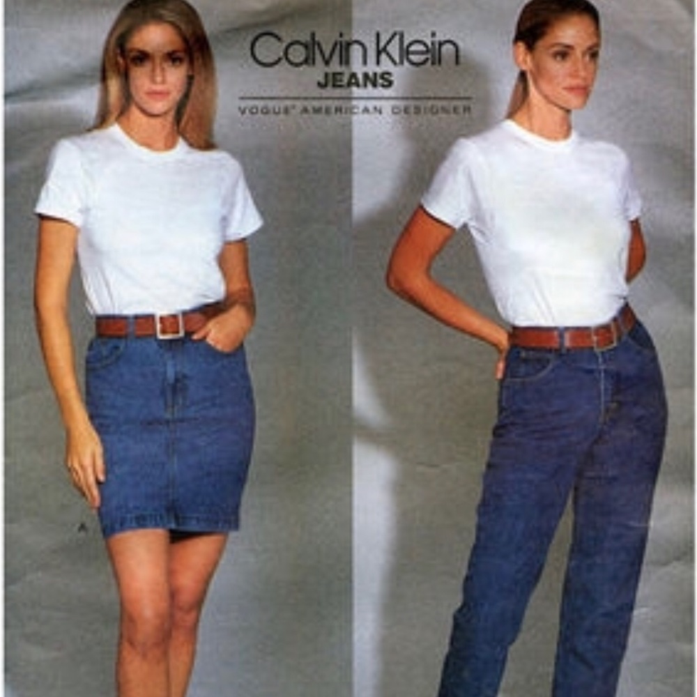 NOS Vintage CK Calvin Klein Denim Skirt 26” 2 4 S